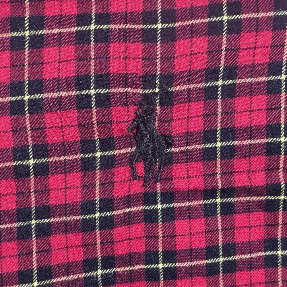 Polo Ralph Lauren‎ Button Down Shirt Men's L Red Black Plaid LS Brushed Cotton